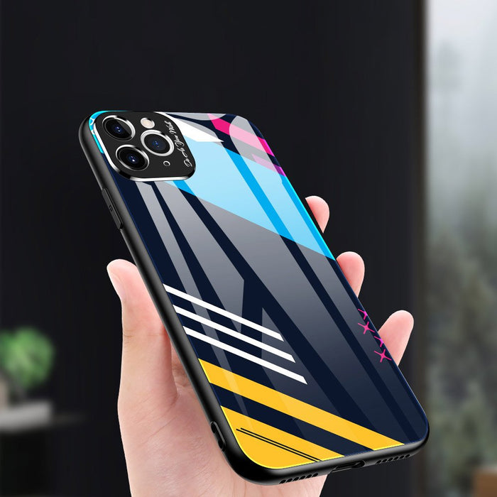 Color Glass Case Durable Cover with Tempered Glass Back and camera cover iPhone 11 Pro Max pattern 2