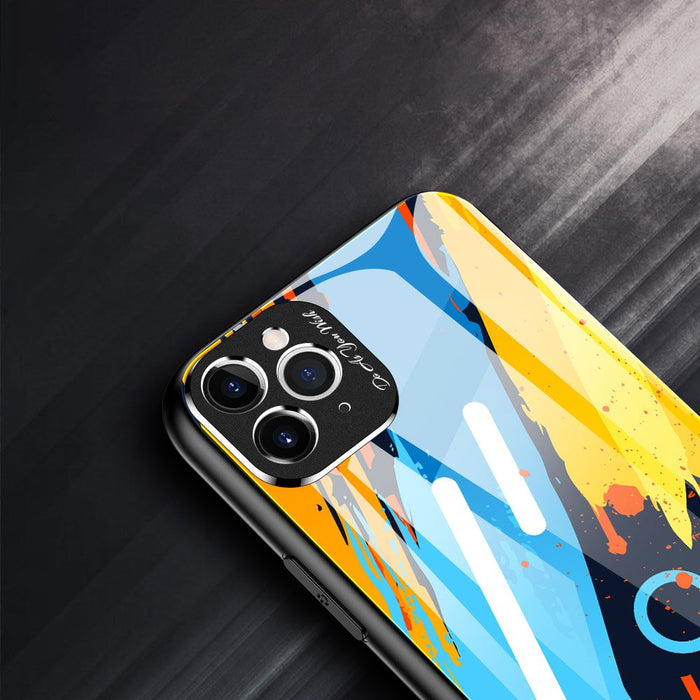 Color Glass Case Durable Cover with Tempered Glass Back and camera cover iPhone 11 Pro Max pattern 2