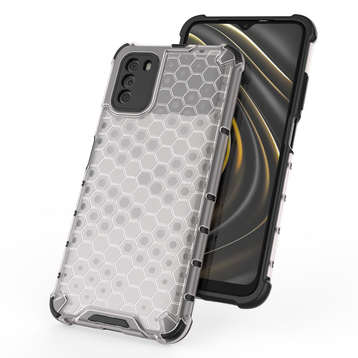 Honeycomb Case armor cover with TPU Bumper for Xiaomi Poco M3 transparent
