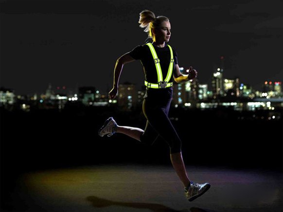 Adjustable reflective harness for running bike - black