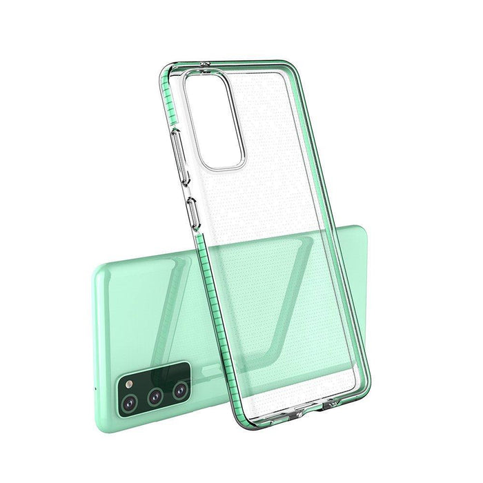 Spring Case clear TPU gel protective cover with colorful frame for Samsung Galaxy A02s EU black