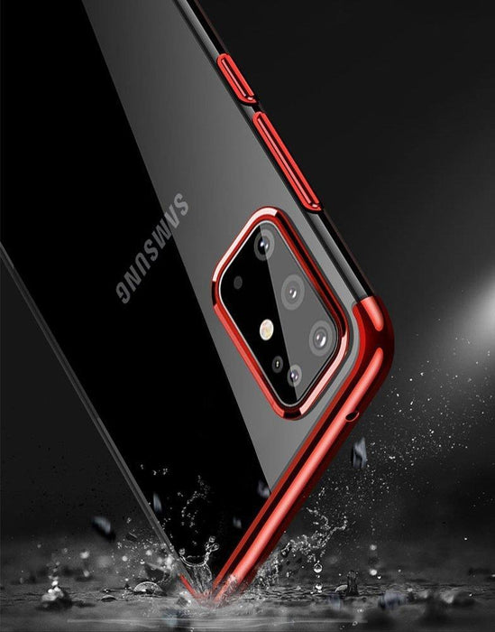 Clear Color Case Gel TPU Electroplating frame Cover for Samsung Galaxy A72 4G blue