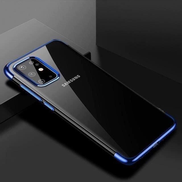 Clear Color Case Gel TPU Electroplating frame Cover for Samsung Galaxy A72 4G blue