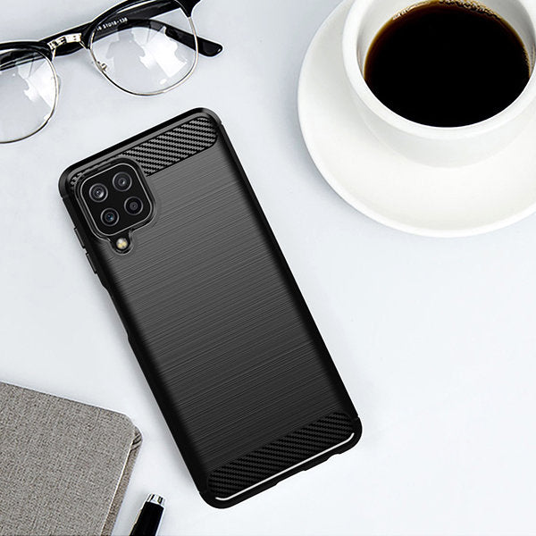 Carbon Case Flexible Cover TPU Case for Samsung Galaxy A22 4G black