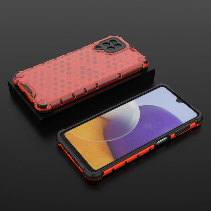 Honeycomb Case armor cover with TPU Bumper for Samsung Galaxy A22 4G red