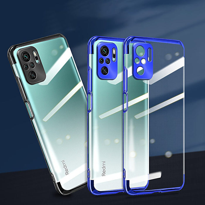 Clear Color Case Gel TPU Electroplating frame Cover for Xiaomi Redmi Note 10 5G / Poco M3 Pro black