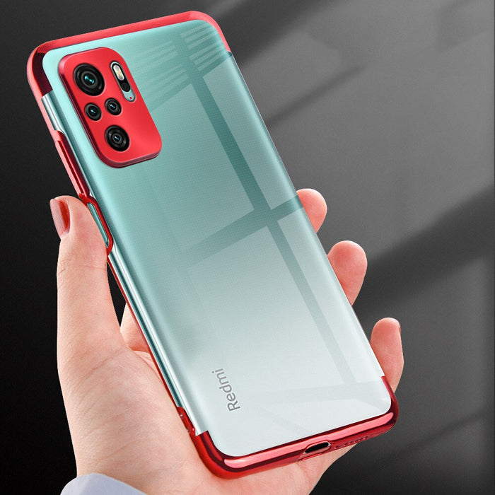 Clear Color Case Gel TPU Electroplating frame Cover for Xiaomi Redmi Note 10 5G / Poco M3 Pro black