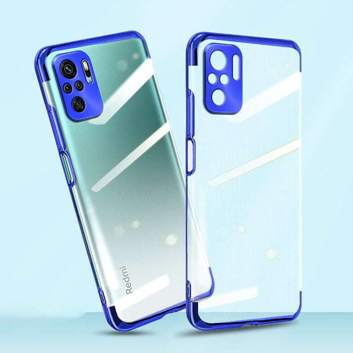 Clear Color Case Gel TPU Electroplating frame Cover for Xiaomi Redmi Note 10 5G / Poco M3 Pro black