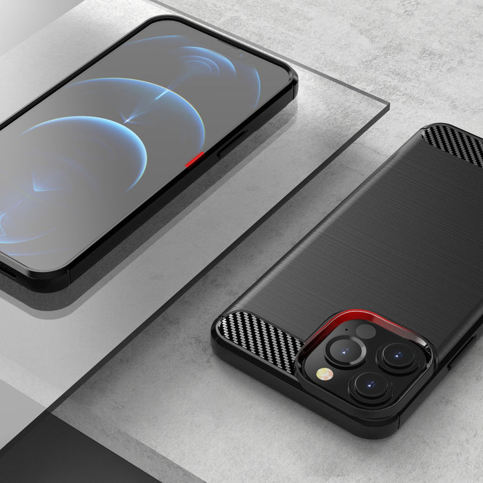 Carbon Case Flexible Cover TPU Case for iPhone 13 Pro black