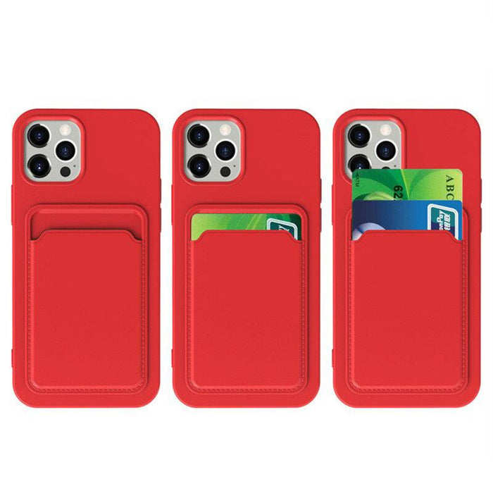 Card Case Silicone Wallet Wallet with Card Slot Documents for Samsung Galaxy A42 5G pink