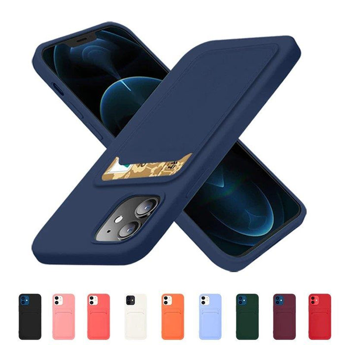 Card Case Silicone Wallet Case with Card Slot Documents for Samsung Galaxy S21 Ultra 5G Red