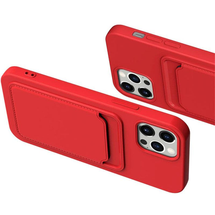 Card Case Silicone Wallet Case with Card Slot Documents for Samsung Galaxy A22 4G Black