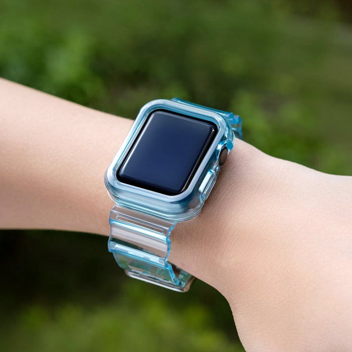 Silicone Band Strap Bracelet Case Strap Light Set for Apple Watch 40mm - Blue