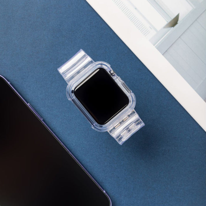 Silicone Band Strap Bracelet Case Strap Light Set for Apple Watch 38mm - Black