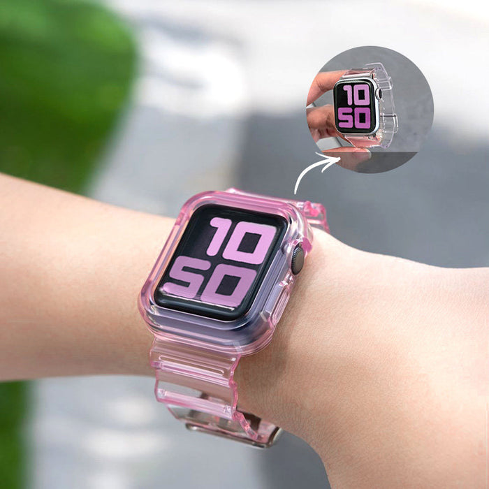 Silicone Band Strap Bracelet Case Strap Light Set for Apple Watch 38mm - Black