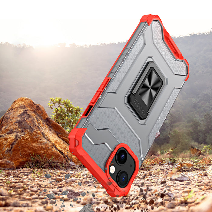 Crystal Ring Case Kickstand Tough Rugged Cover for iPhone 12 mini red