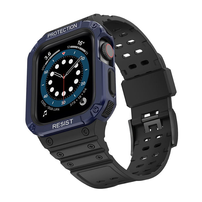 Protect Strap Band for Apple Watch 42/44/45mm Armored Case Strap - Black, Blue