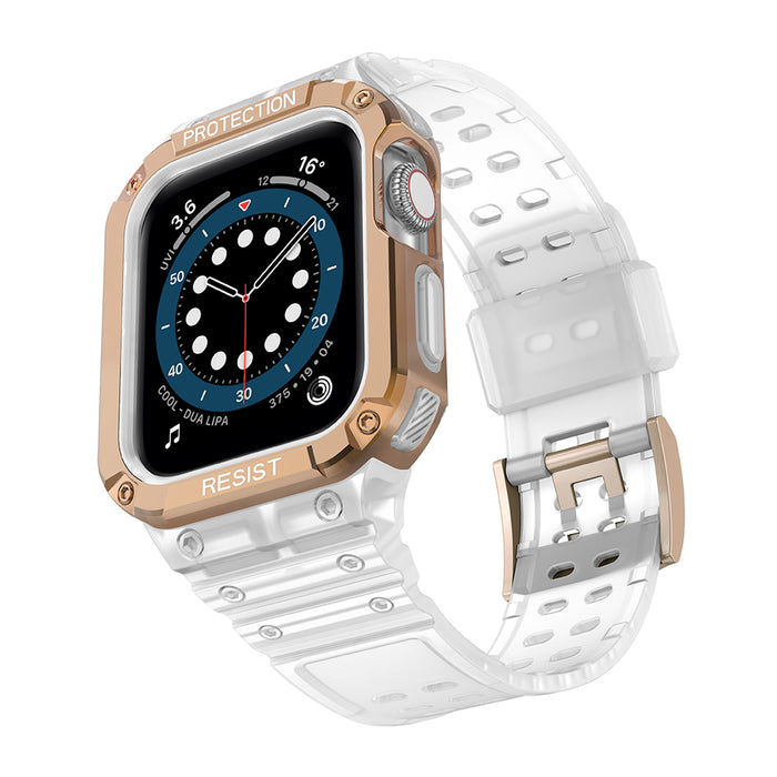 Protect Strap Band for Apple Watch 42/44/45mm Armored Case Strap - White, Rose Gold