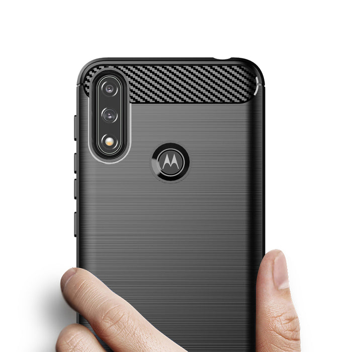 Carbon Case Flexible Cover Sleeve Motorola Moto E7i Power black