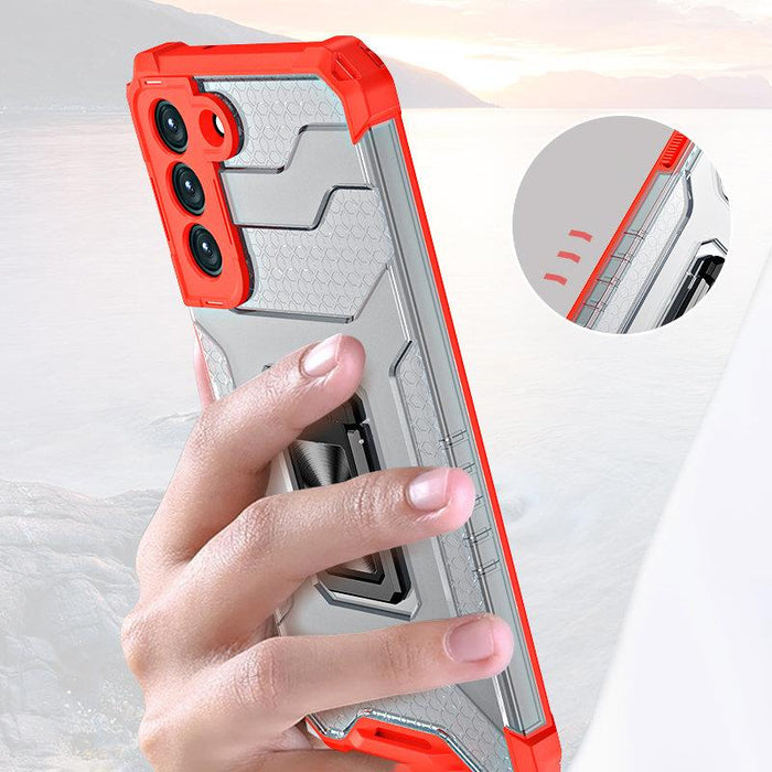 Crystal Ring Case tough hybrid cover + magnetic holder for Samsung Galaxy S22 + (S22 Plus) black