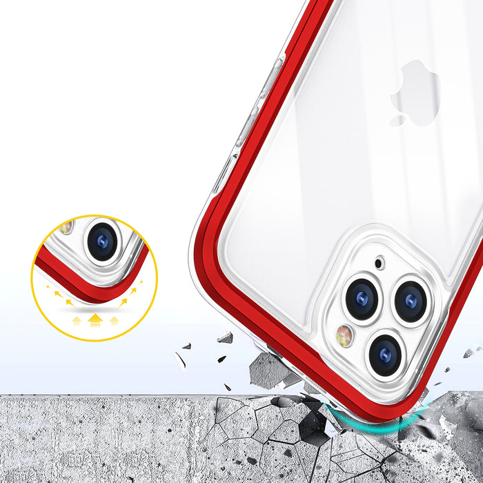 Clear 3in1 Case for iPhone 11 Pro Max Frame Cover Gel Red