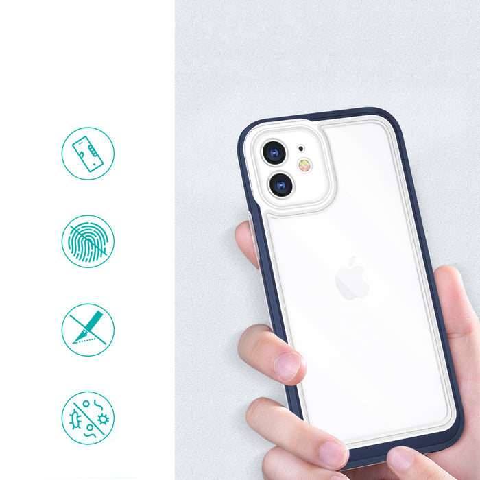Clear 3in1 case for iPhone 12 blue frame gel cover