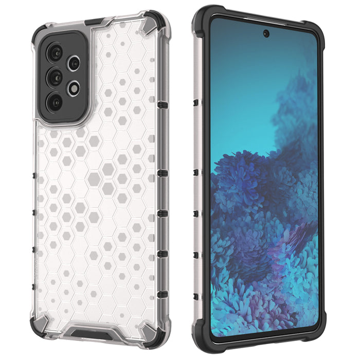 Honeycomb case armored cover with a gel frame for Samsung Galaxy A73 transparent