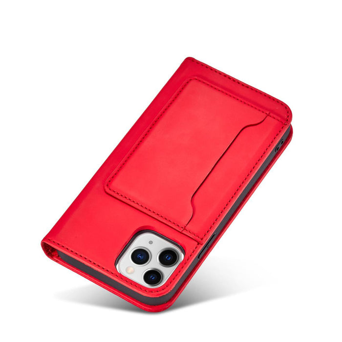 Magnet Card Case for iPhone 12 Pro Pouch Card Wallet Card Holder Red