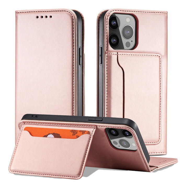 Magnet Card Case for iPhone 13 Pro Pouch Card Wallet Card Holder Pink