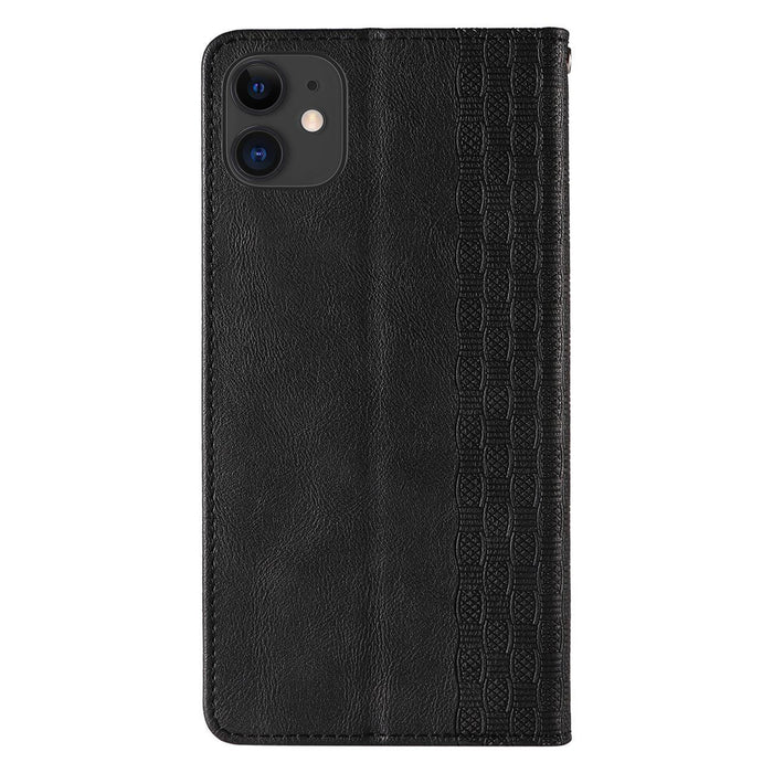 Magnet Strap Case for iPhone 12 Pouch Wallet + Mini Lanyard Pendant Black