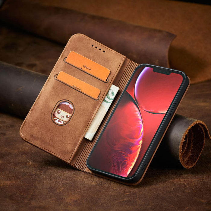 Magnet Fancy Case Case for iPhone 13 Pro Max Pouch Card Wallet Card Holder Brown