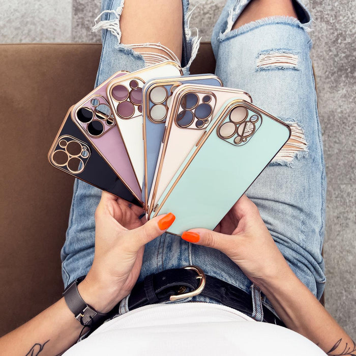 Lighting Color Case for Xiaomi Redmi Note 11 gel cover with gold frame purple
