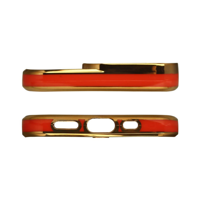 Fashion Case Case for Samsung Galaxy A12 5G Gold Frame Gel Cover Red