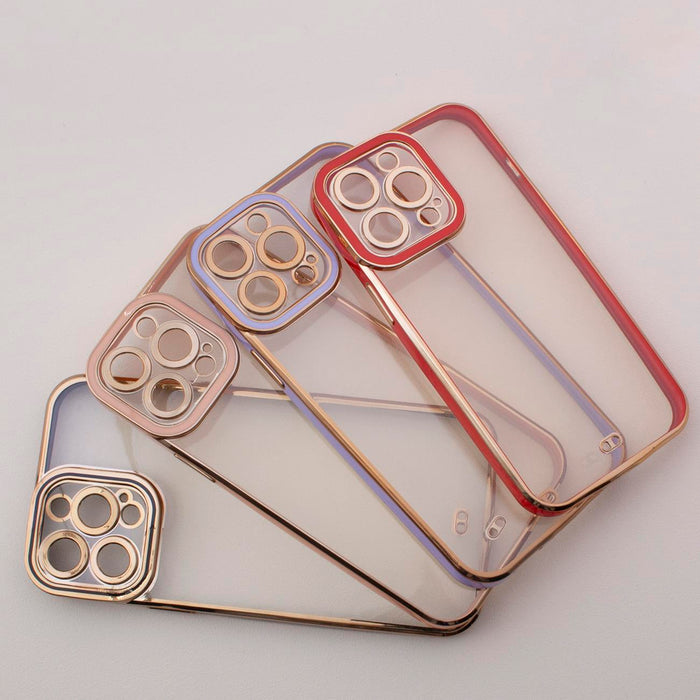 Fashion Case Case for Samsung Galaxy A12 5G Gold Frame Gel Cover Red