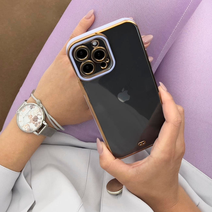 Fashion Case Case for Samsung Galaxy A12 5G Gold Frame Gel Cover White