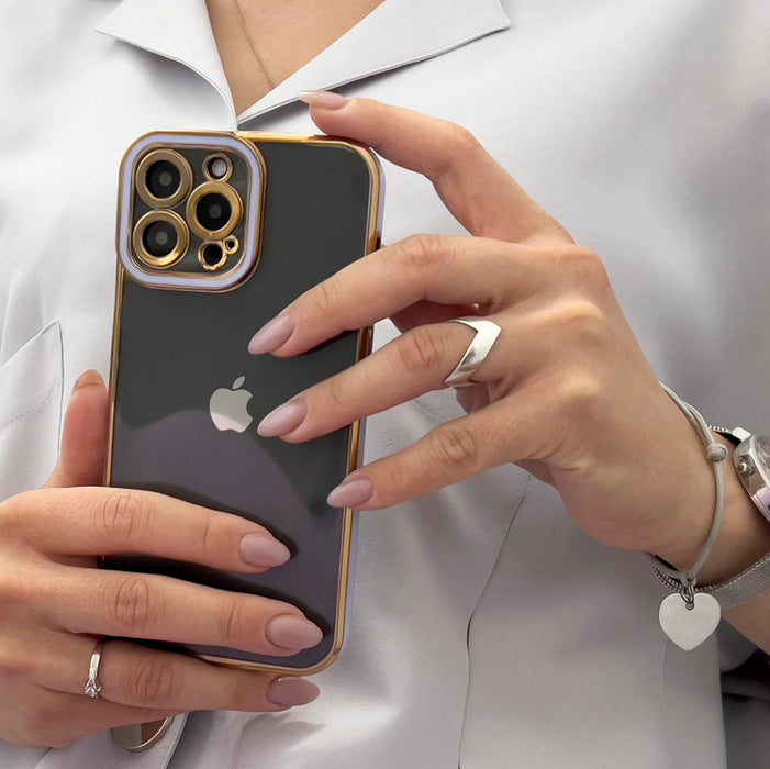 Fashion Case Case for Samsung Galaxy A12 5G Gold Frame Gel Cover White