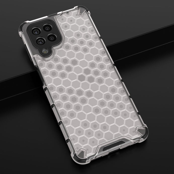 Honeycomb case armored cover with a gel frame for Samsung Galaxy M53 5G transparent