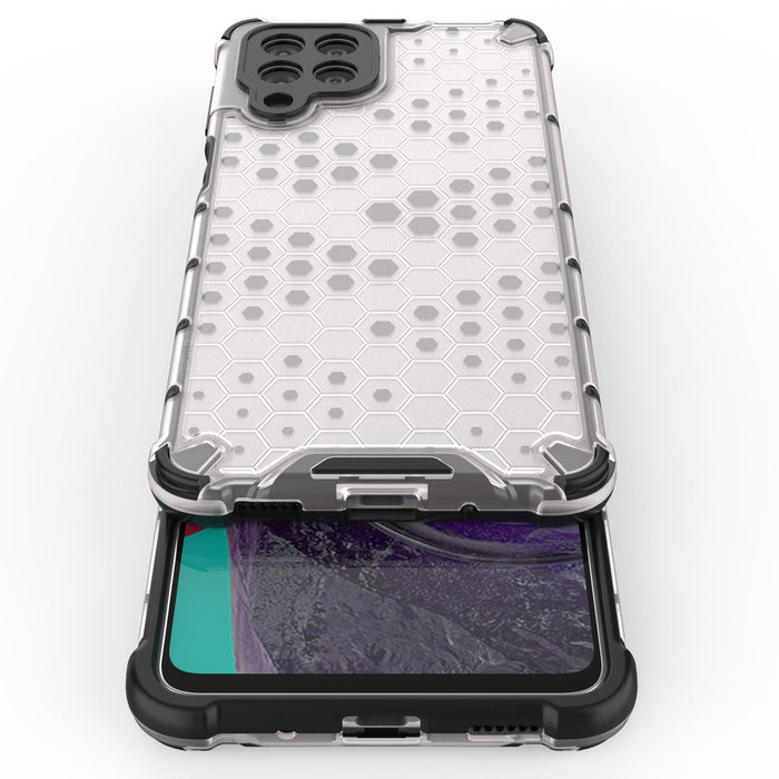 Honeycomb case armored cover with a gel frame for Samsung Galaxy M53 5G transparent