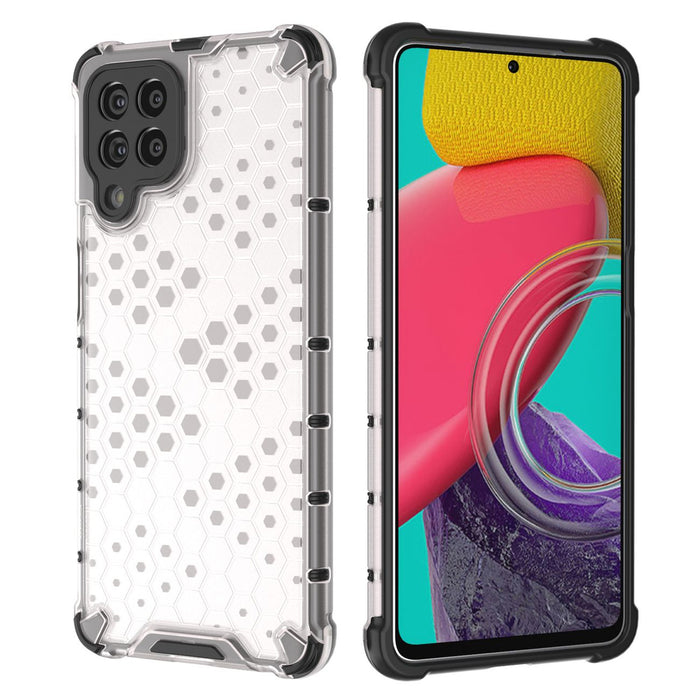 Honeycomb case armored cover with a gel frame for Samsung Galaxy M53 5G transparent