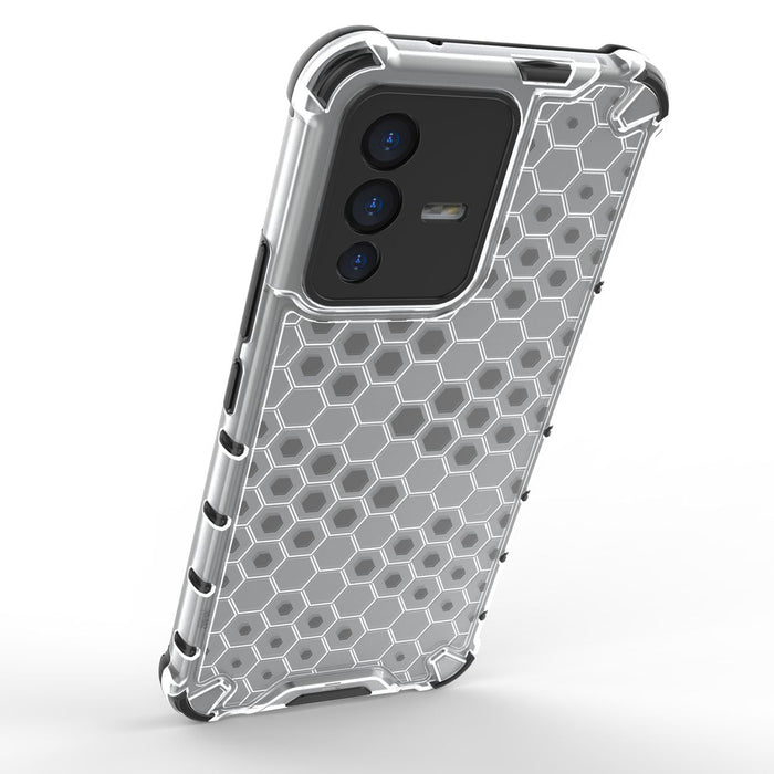 Honeycomb case armored cover with a gel frame for Vivo V23 5G transparent