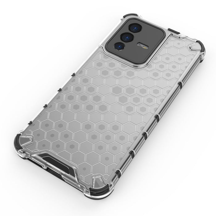 Honeycomb case armored cover with a gel frame for Vivo V23 5G transparent