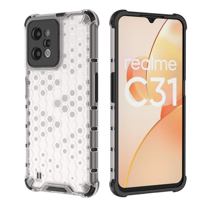 Honeycomb case armored cover with a gel frame Realme C31 transparent