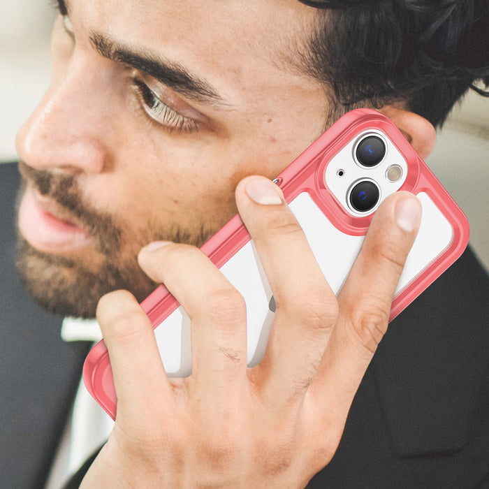 Outer Space Case iPhone 14 Plus hard cover with a gel frame red