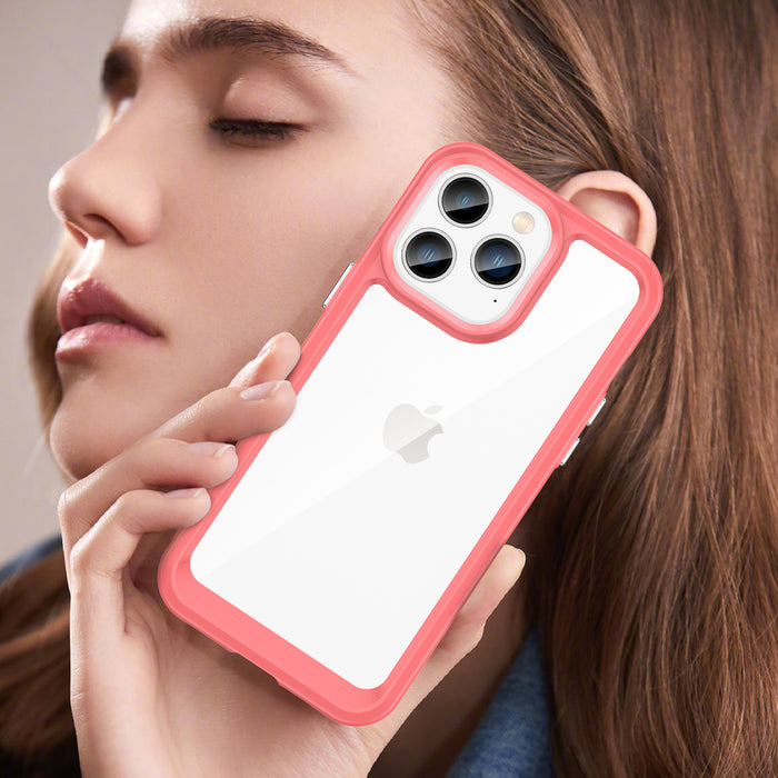 Outer Space Case iPhone 14 Pro Max hard cover with a gel frame red