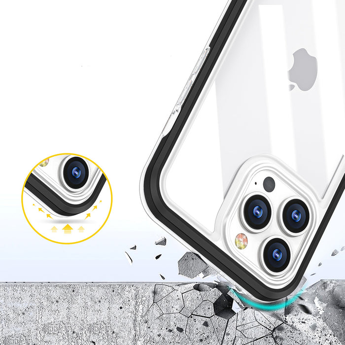 Clear 3in1 case for iPhone 14 Plus silicone cover with frame black