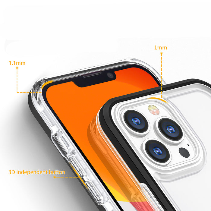 Clear 3in1 case for iPhone 14 Pro silicone cover with frame black