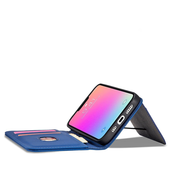 Magnet Card Case case for iPhone 14 flip cover wallet stand blue