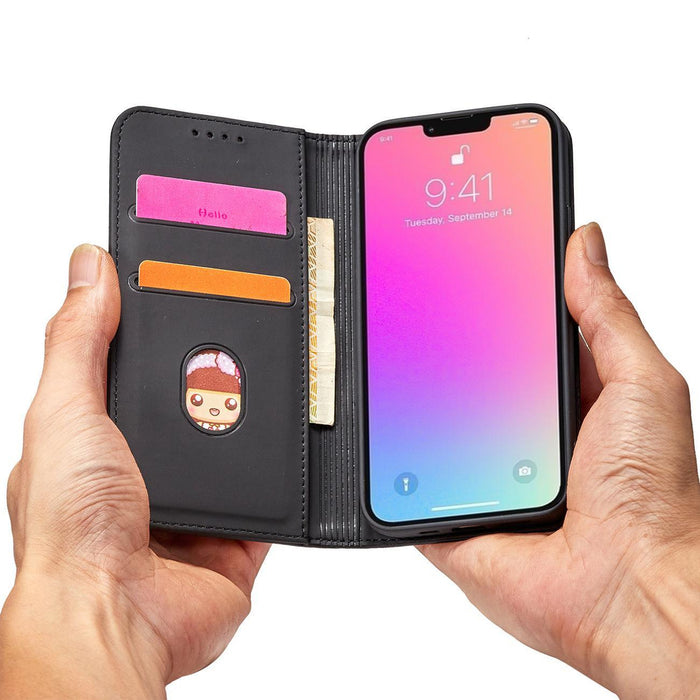 Magnet Card Case case for iPhone 14 Plus flip cover wallet stand black