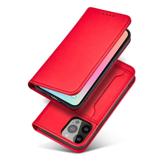 Magnet Card Case case for iPhone 14 Pro flip cover wallet stand red