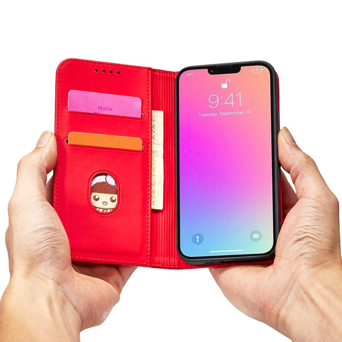 Magnet Card Case case for iPhone 14 Pro flip cover wallet stand red